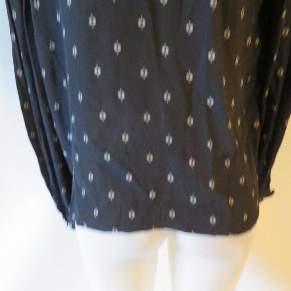 Something Navy Blue/White Button Down Blouse Xxs* - image 7